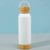 Bouteille isotherme Blanc et en bambou de 500ml en tunisie avec impression logo en tunisie